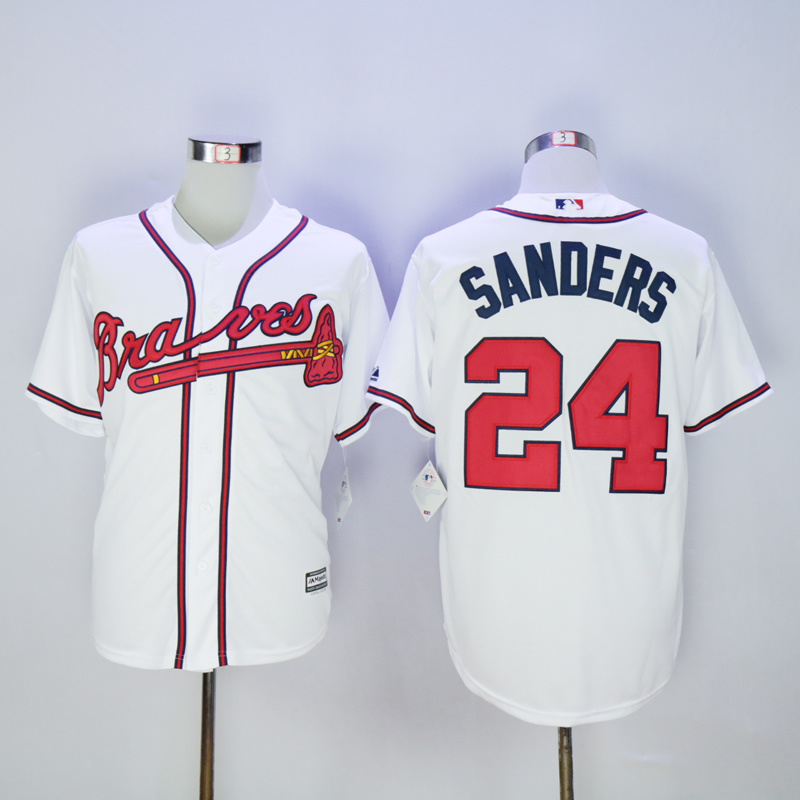 2017 MLB Atlanta Braves #24 Sanders White Throwback Jerseys->atlanta braves->MLB Jersey